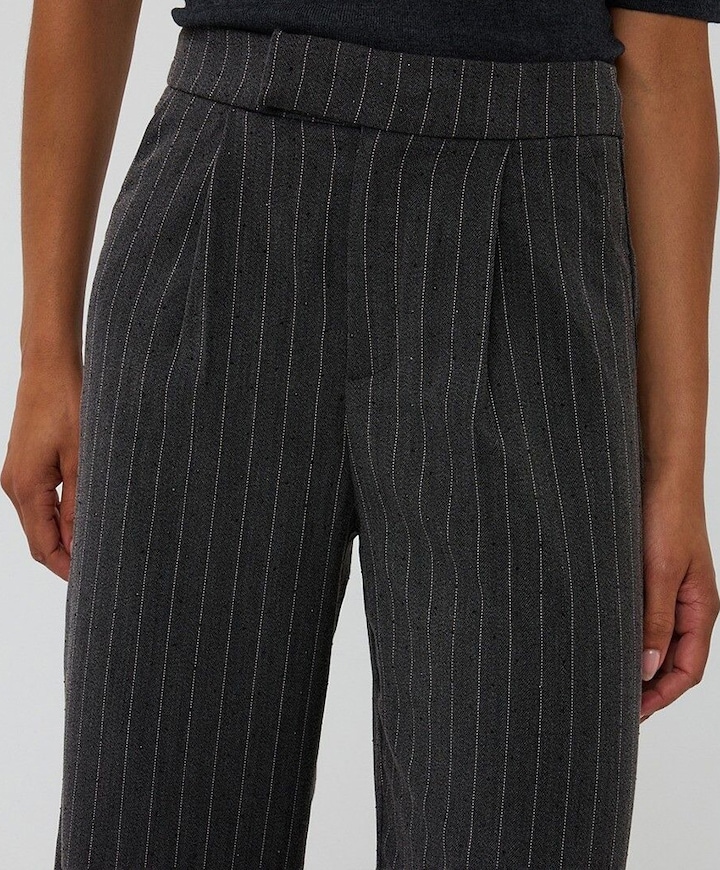 High waist stripe studs broek grijs