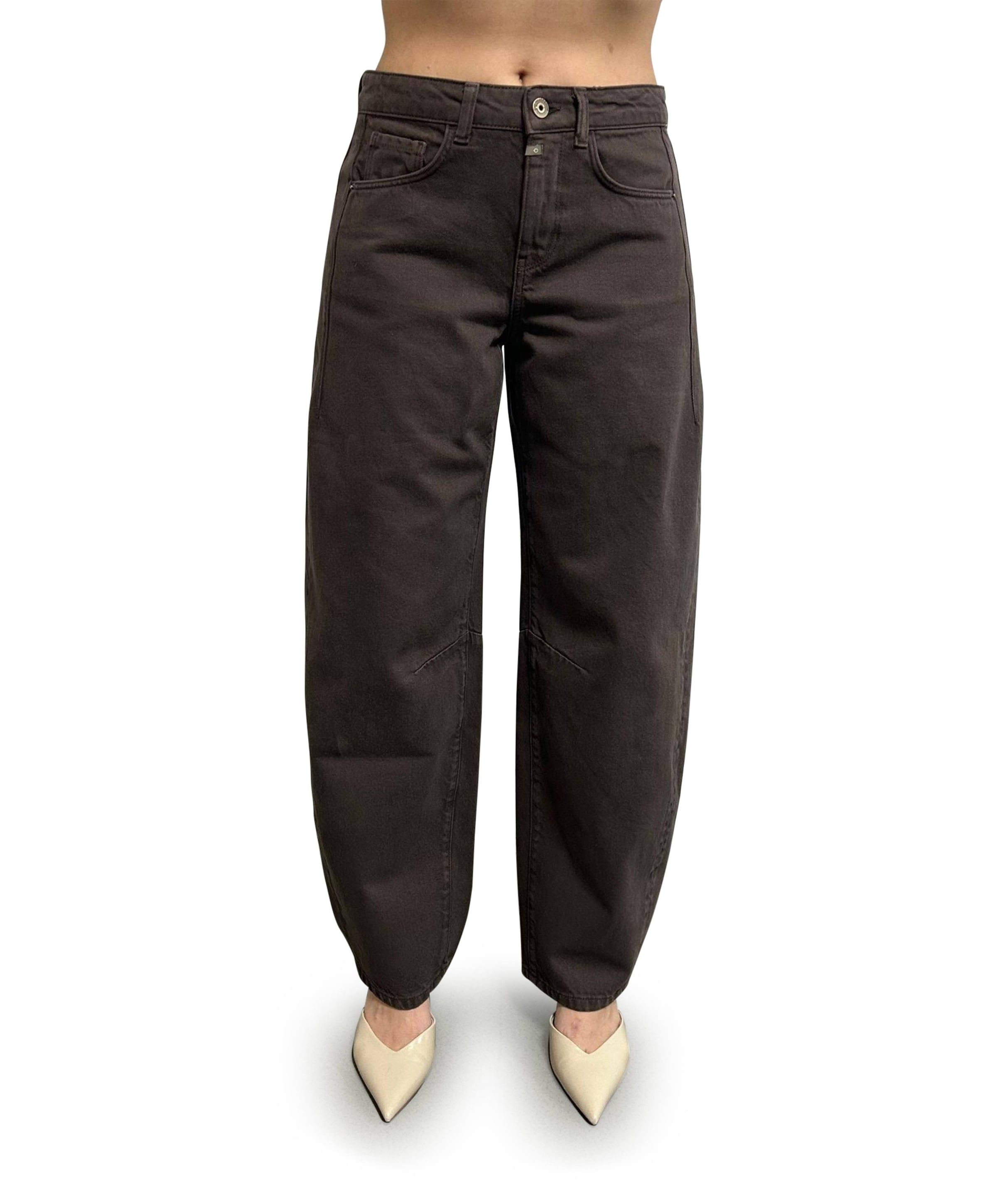 mid waist balloon dames jeans bruin