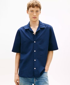 Heren overhemd korte mouw blauw