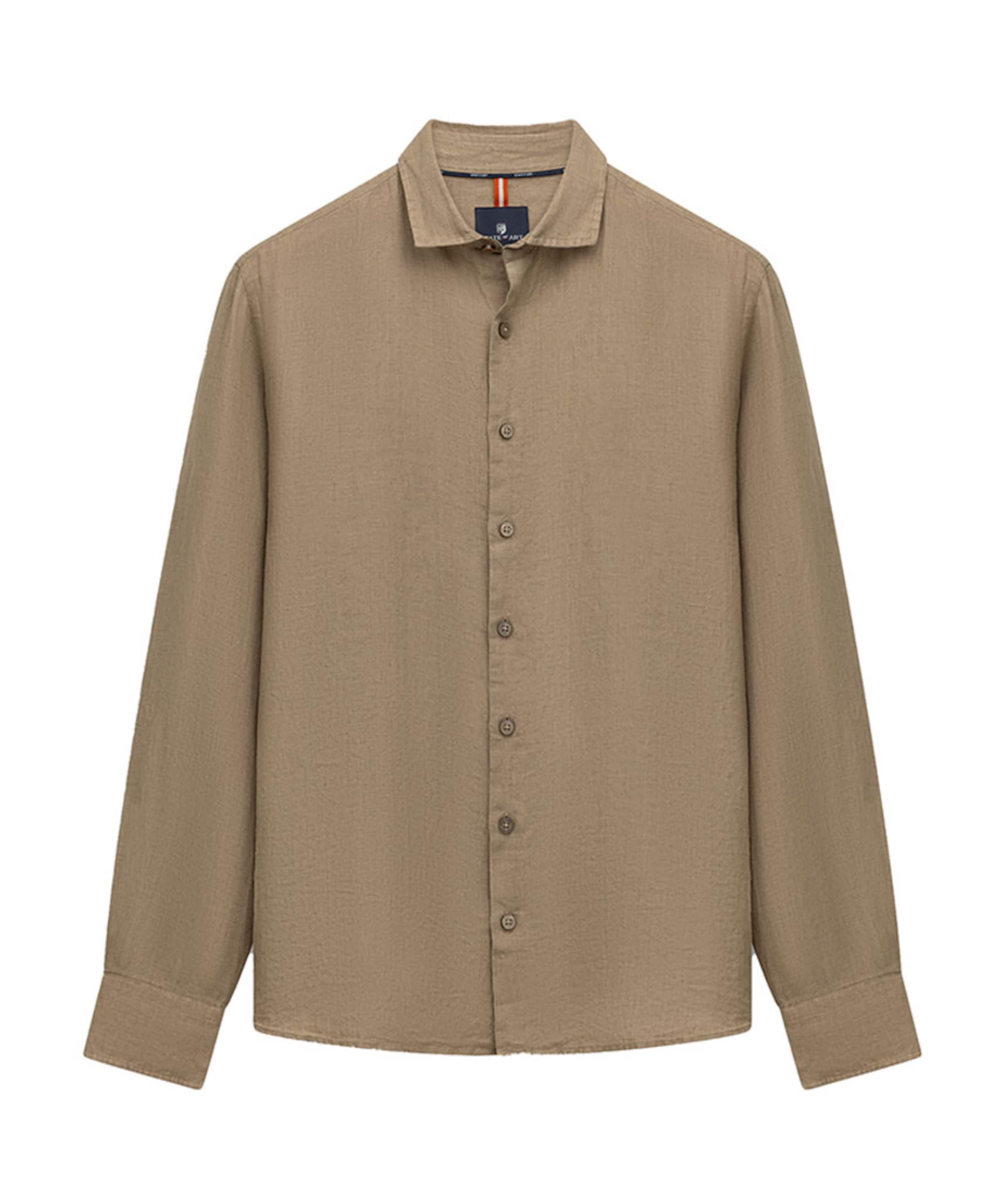 Heren overhemd lange mouw beige