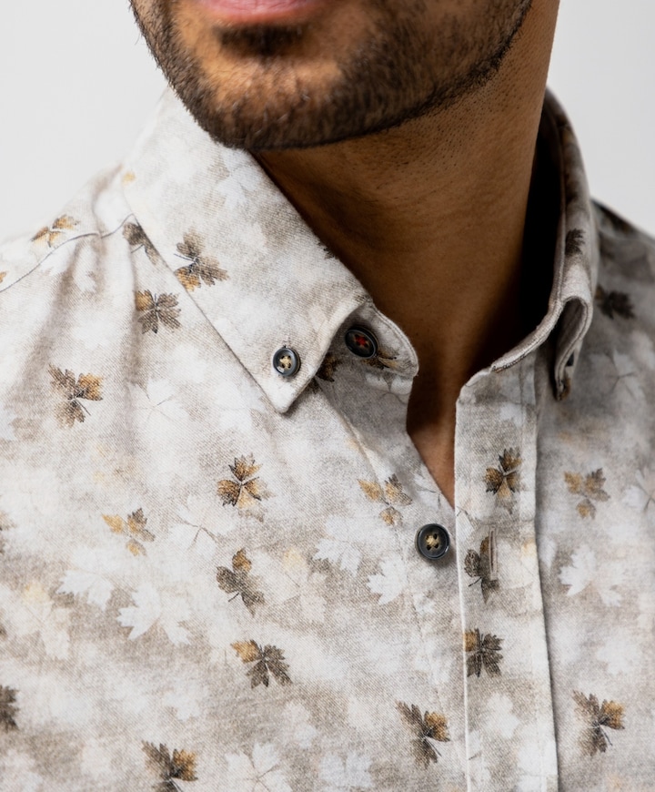 Heren overhemd lange mouw beige