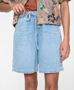 Elastic waist dames korte broek blauw