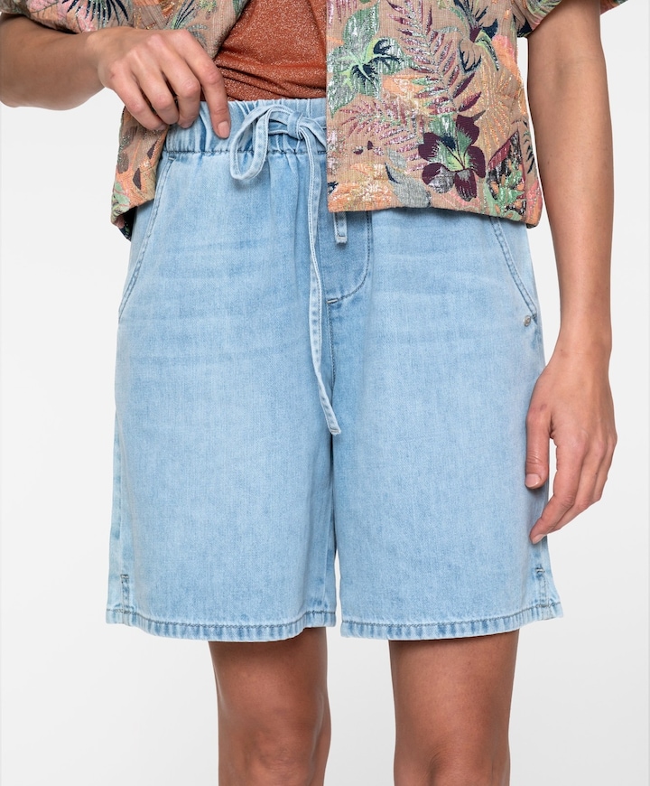 Elastic waist dames korte broek blauw