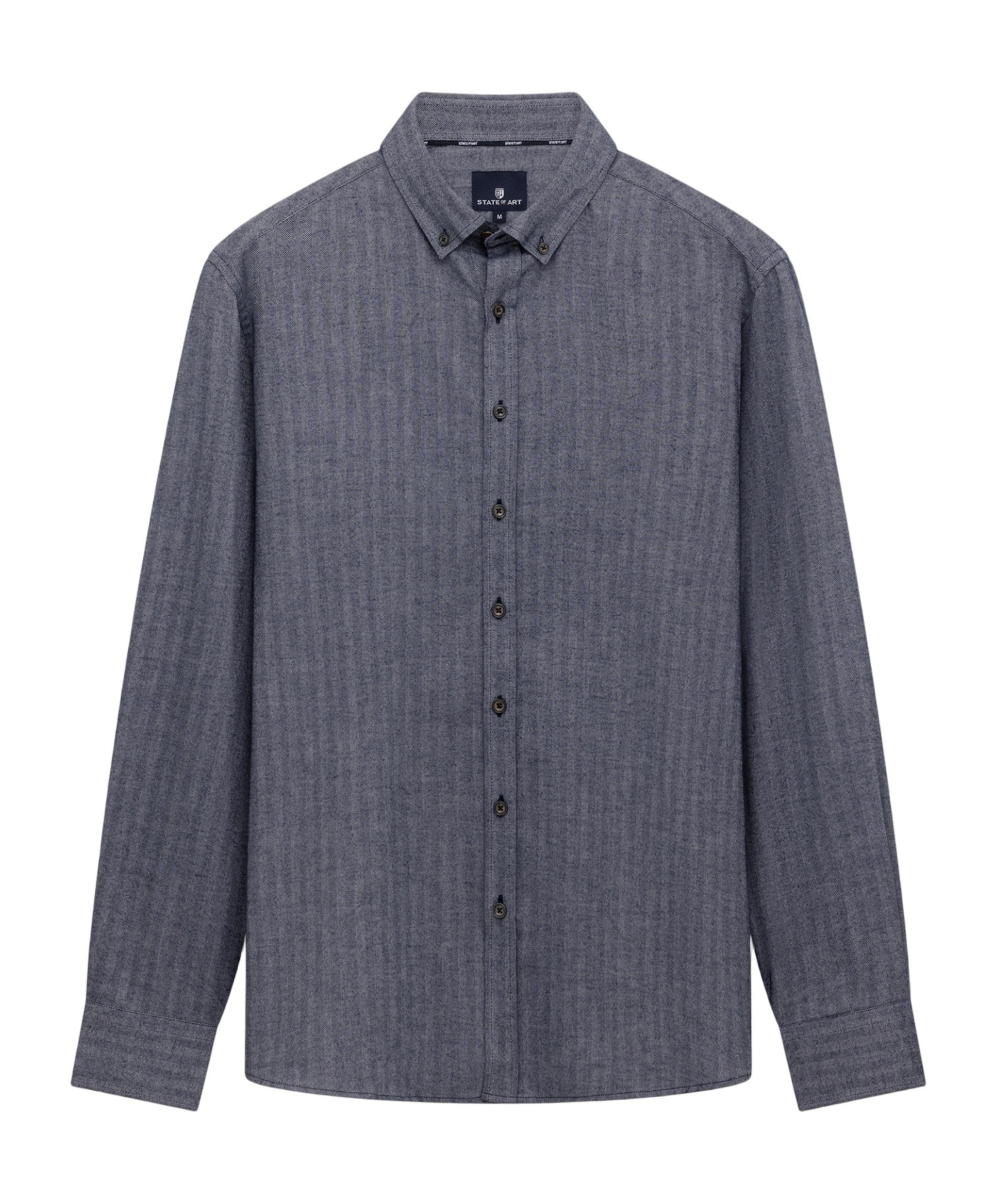 Heren overhemd lange mouw blauw