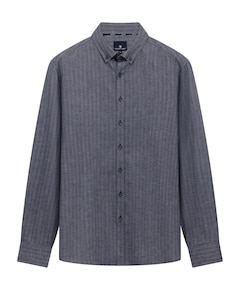 Heren overhemd lange mouw blauw
