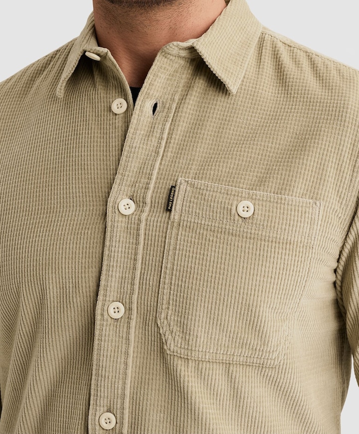 Heren overhemd lange mouw beige