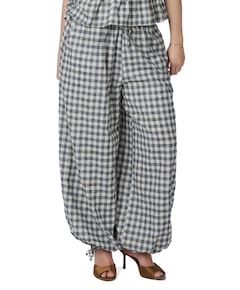 Roxane Balloon Check dames broek zwart