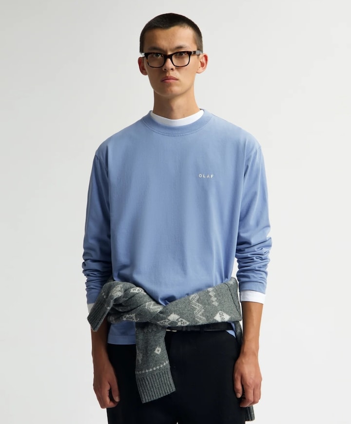 Heren longsleeve blauw