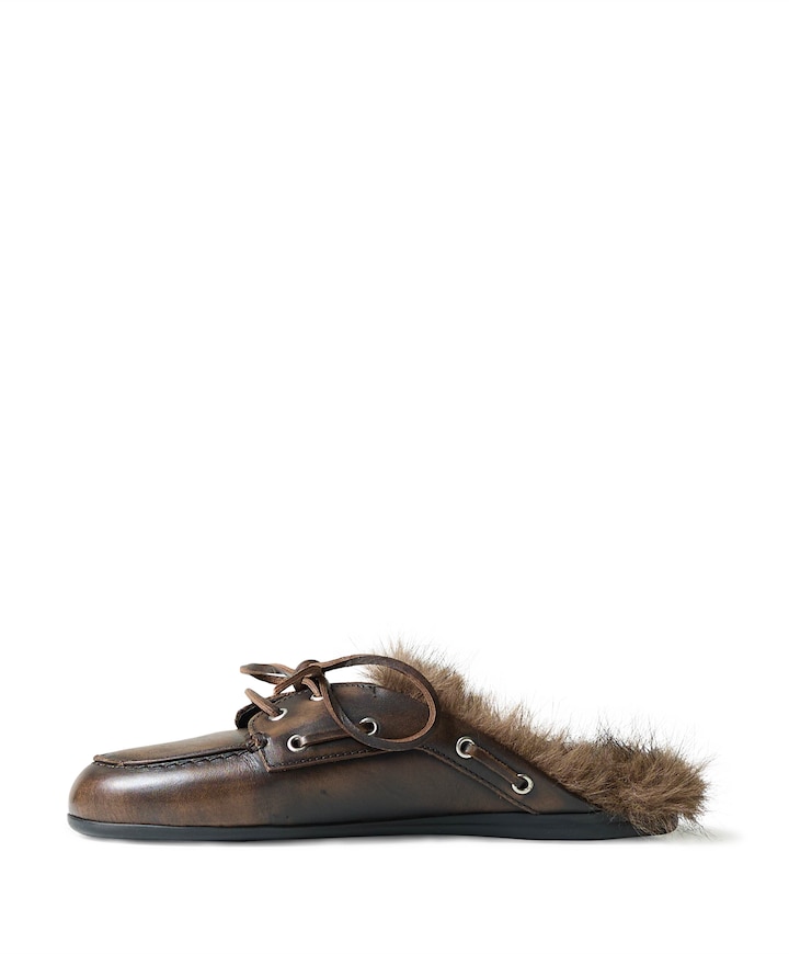 Boat Loafer Mule  dames clogs bruin