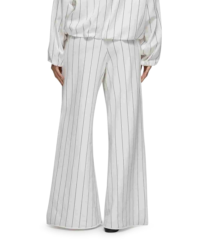 wide jogger pinstripe dames broek ecru