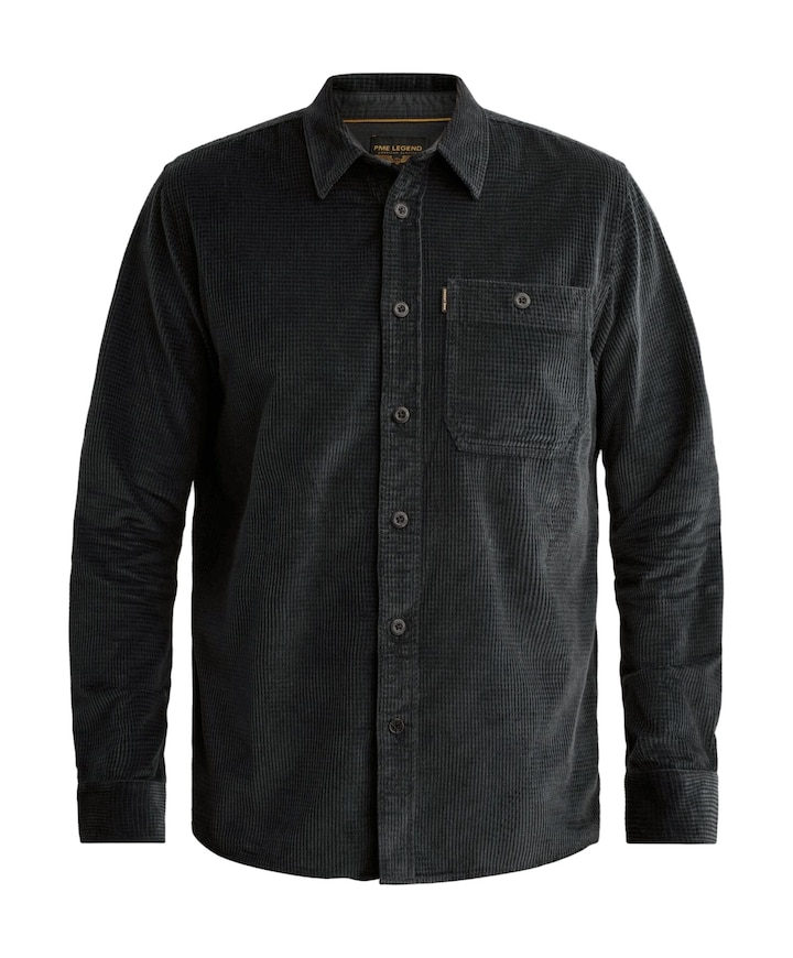 Heren overhemd lange mouw blauw