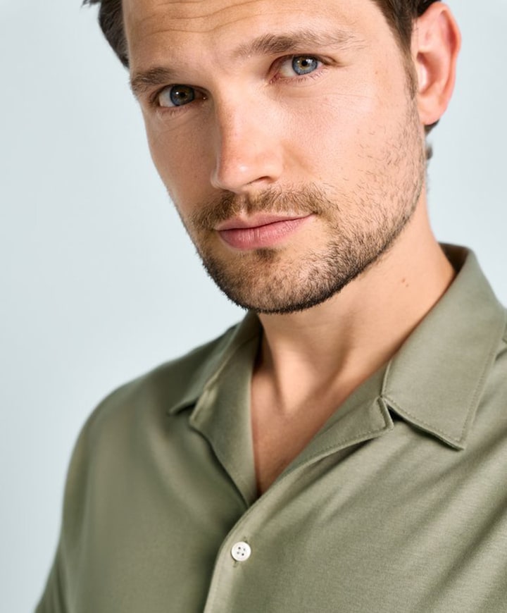 Heren overhemd korte mouw groen