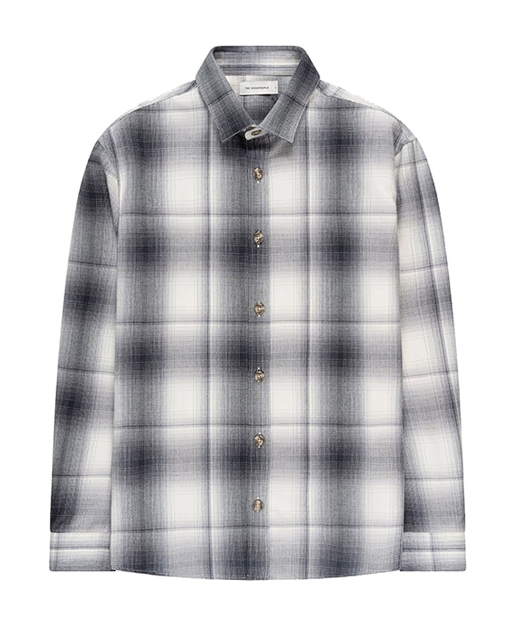 Heren overhemd lange mouw grijs