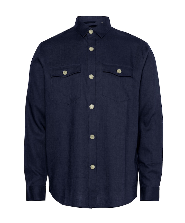 Heren overhemd lange mouw blauw