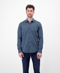 Heren overhemd lange mouw blauw