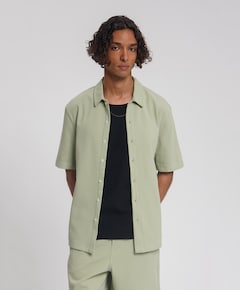 Heren overhemd korte mouw groen