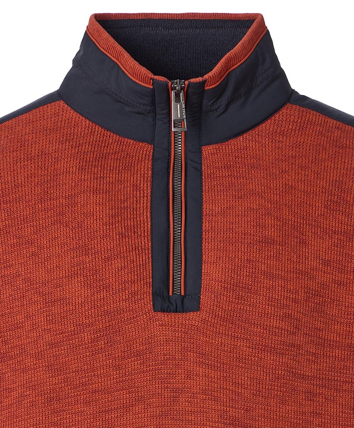 Heren trui met rits oranje