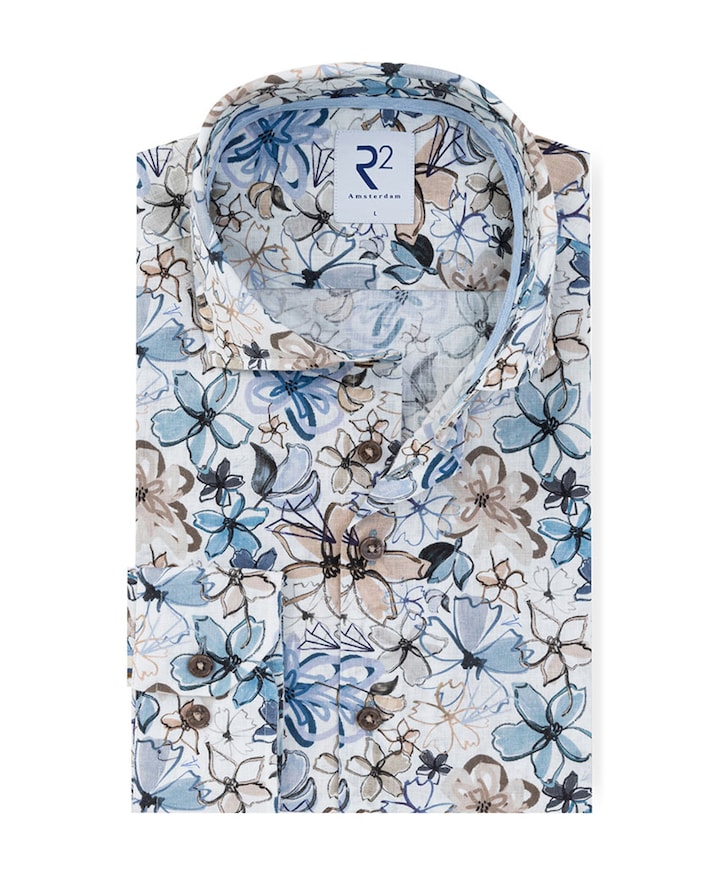 Heren overhemd lange mouw beige