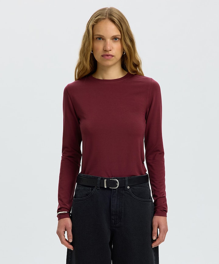 Dames longsleeve bordeaux