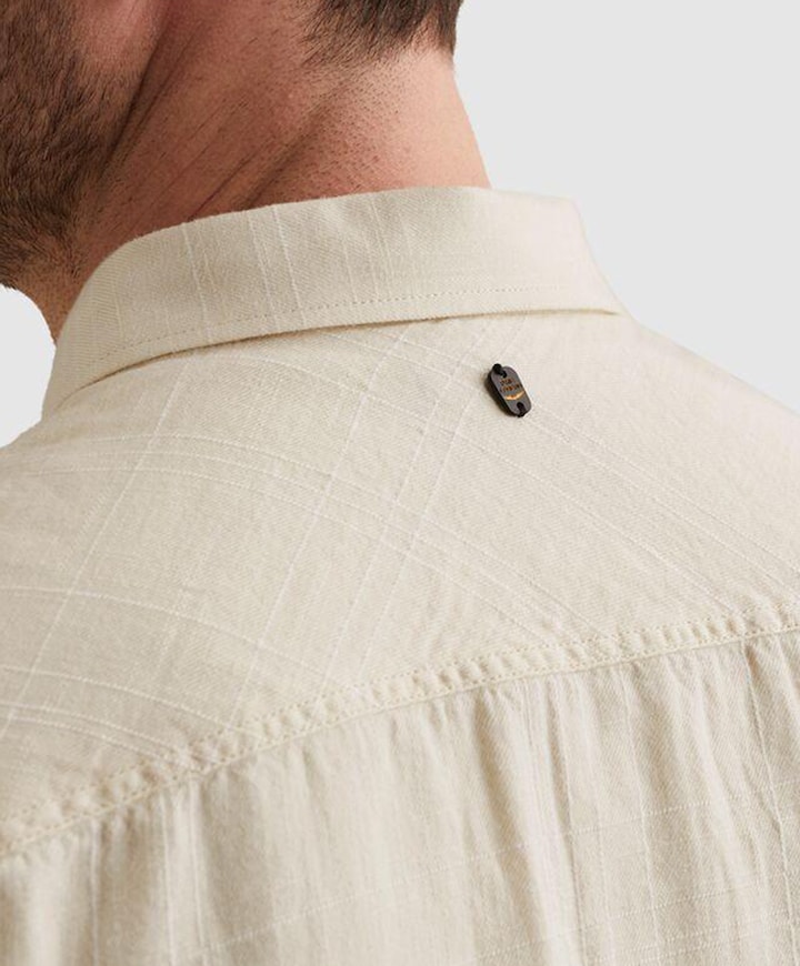 Heren overhemd korte mouw ecru