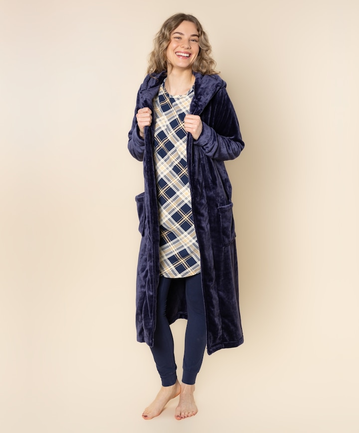 Dames ochtendjas blauw