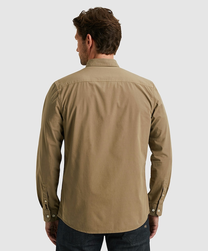 Heren overhemd lange mouw beige