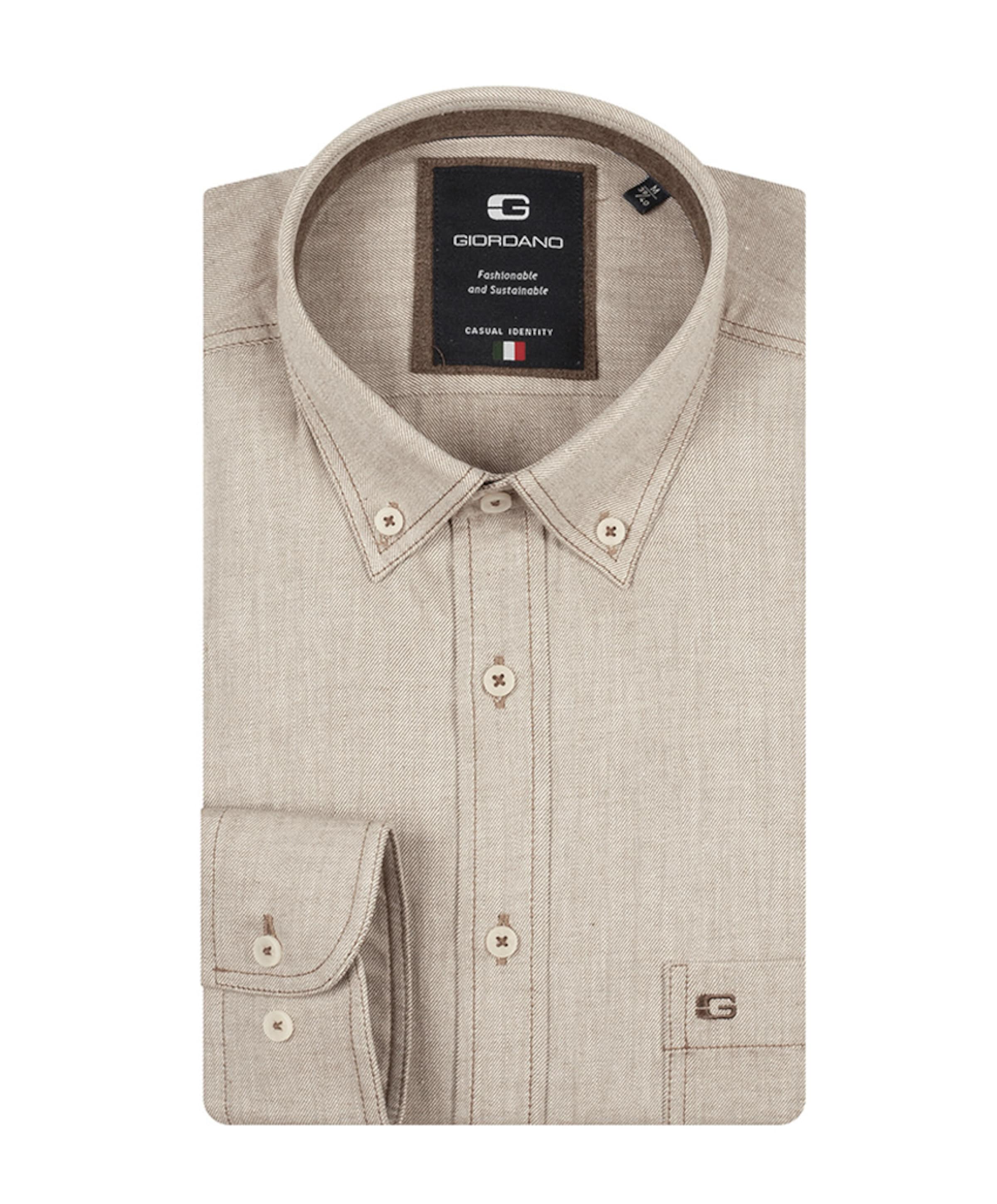 Heren overhemd lange mouw beige