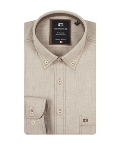 Heren overhemd lange mouw beige