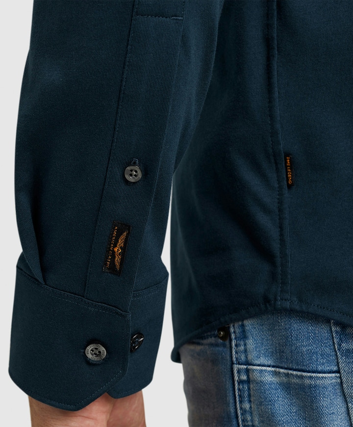 Heren overhemd lange mouw blauw