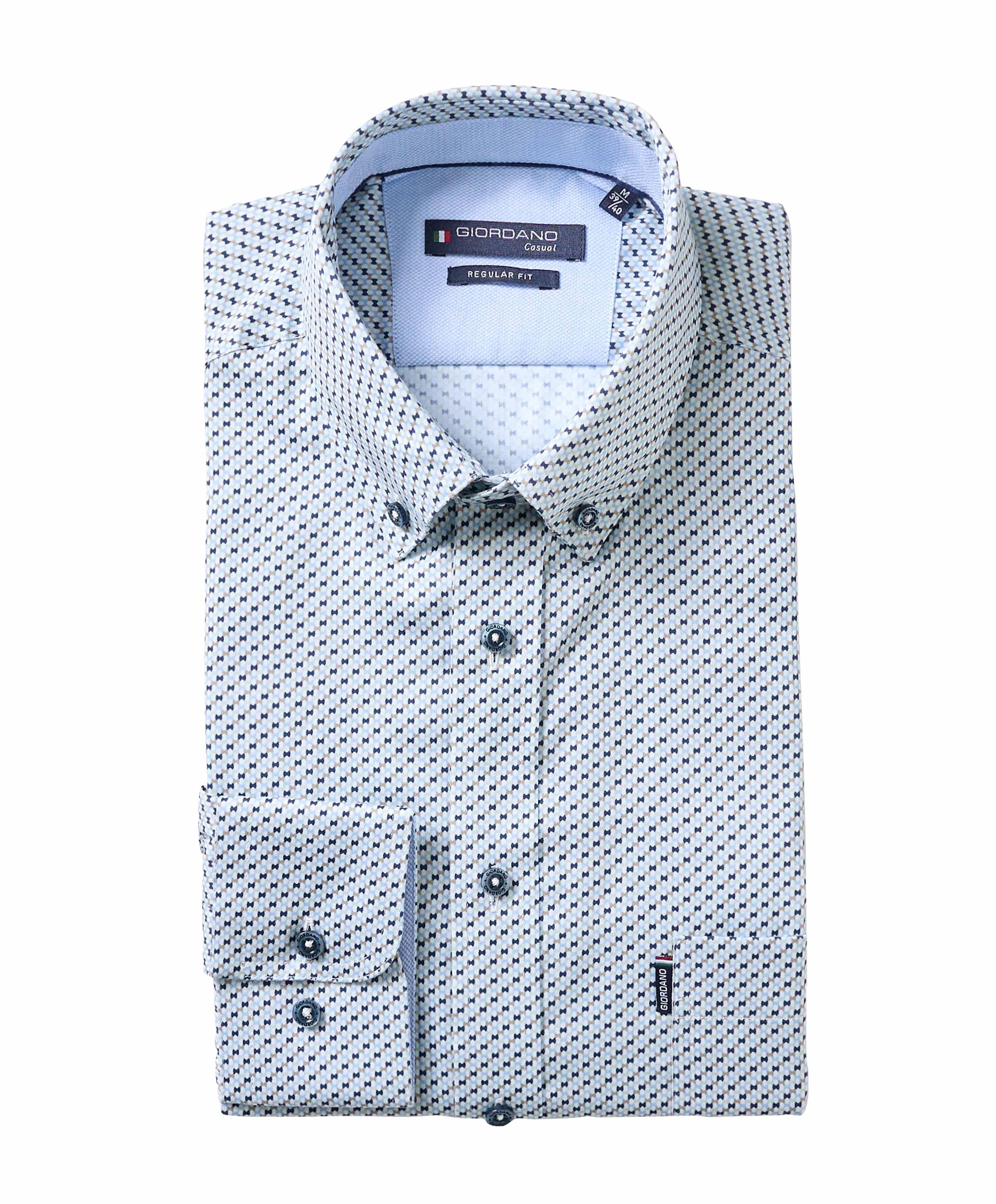 Heren overhemd lange mouw blauw