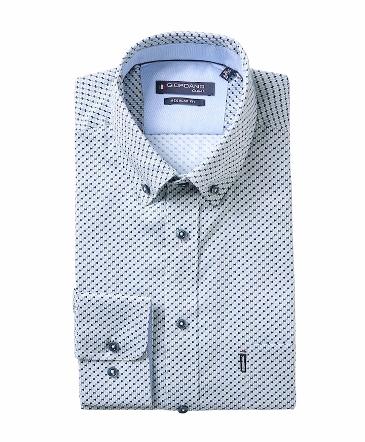 Heren overhemd lange mouw blauw