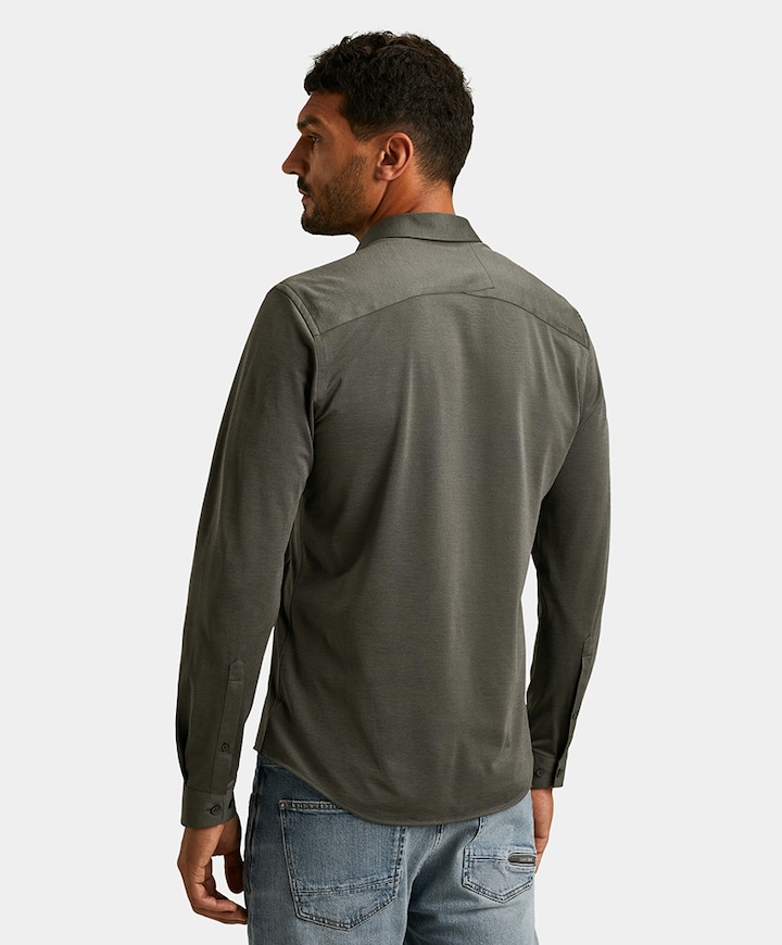 Heren overhemd lange mouw groen