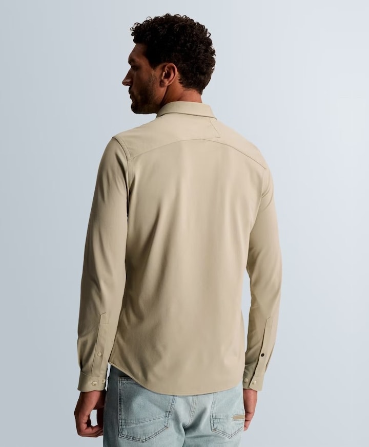 Heren overhemd lange mouw beige