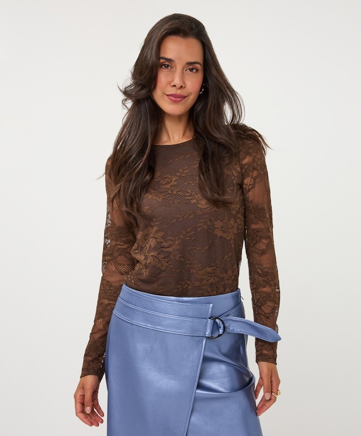 Dames longsleeve bruin