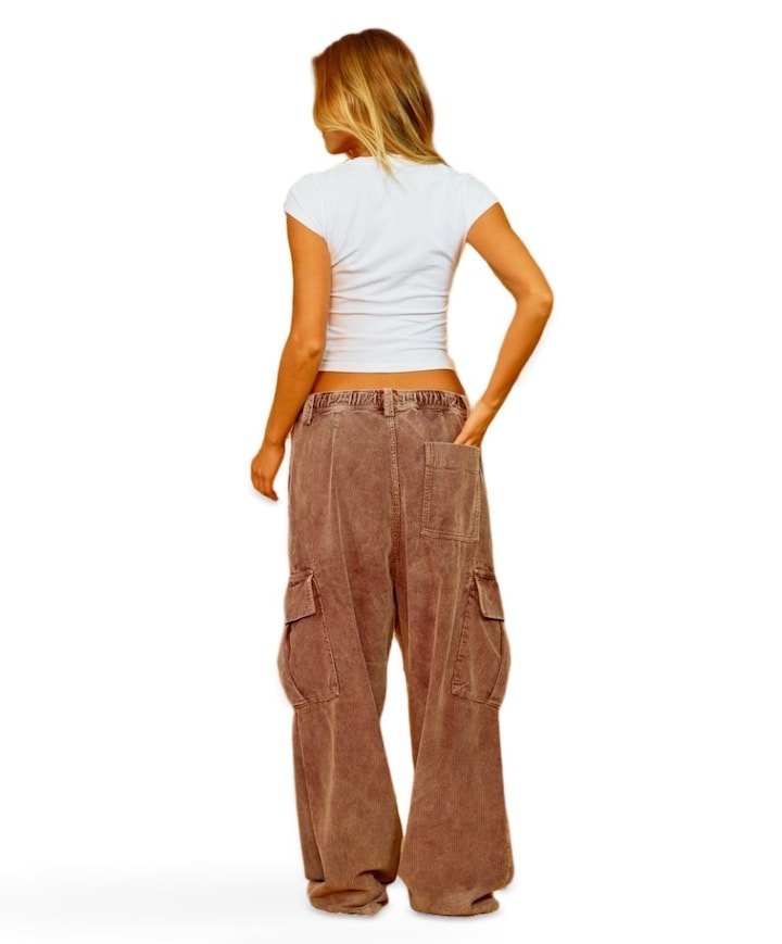 Romeo Baggy Washed Corduroy dames broek bruin