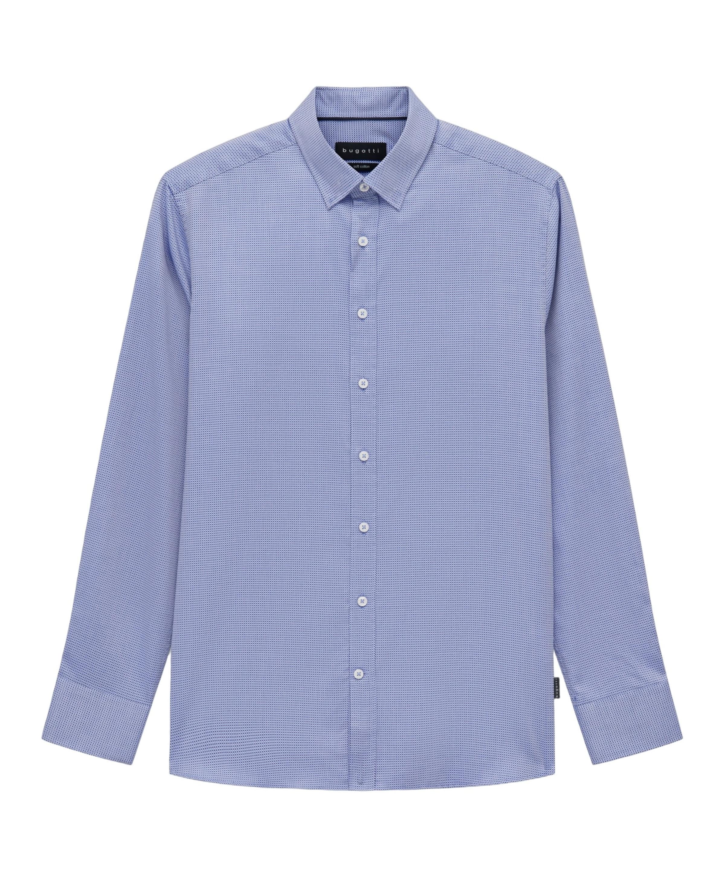 Heren overhemd lange mouw blauw