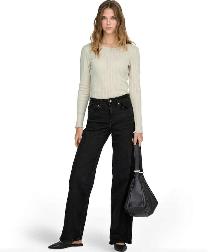 ONLMADISON BLUSH HW WIDE DNM CRO099 dames jeans zwart