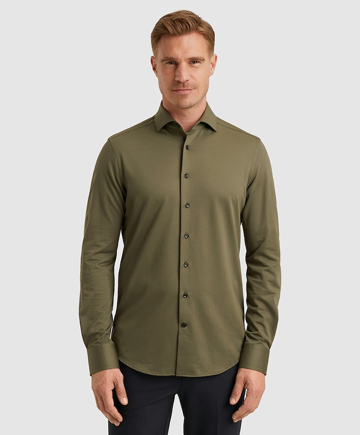 Heren overhemd lange mouw groen