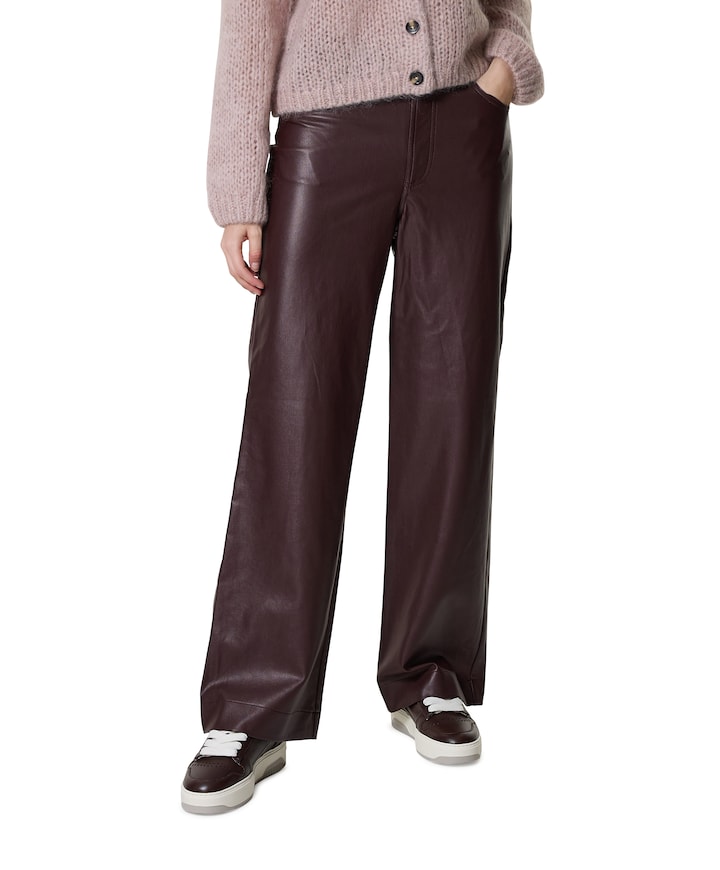 Regular length straight leg PU pantalon bordeaux
