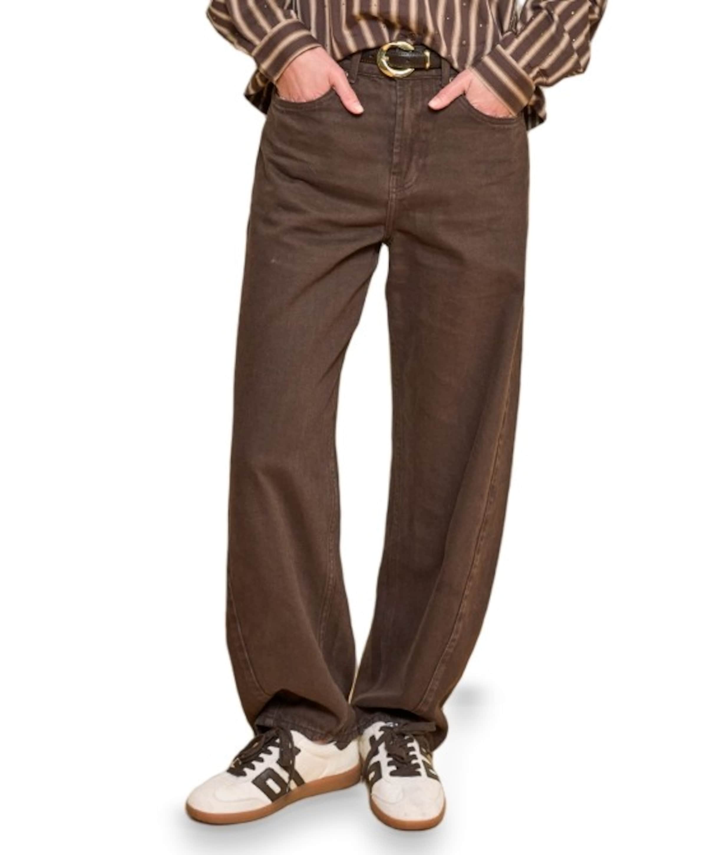 Trousers barrel jeans cacao dames jeans bruin