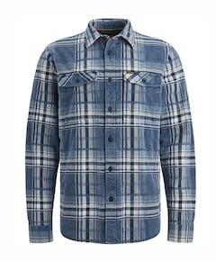 Heren overhemd lange mouw blauw