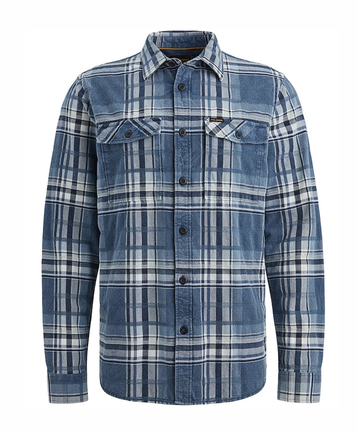 Heren overhemd lange mouw blauw