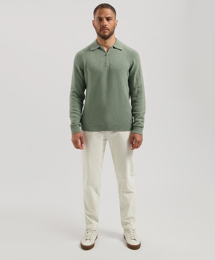 Heren trui met rits groen
