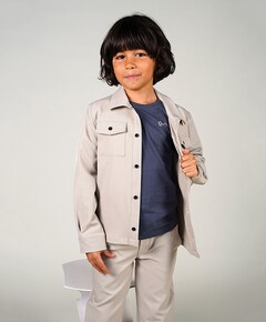 Jongens overhemd lange mouw beige