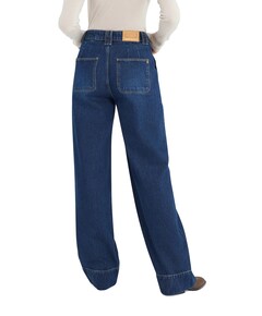 high waist wide leg dames jeans blauw