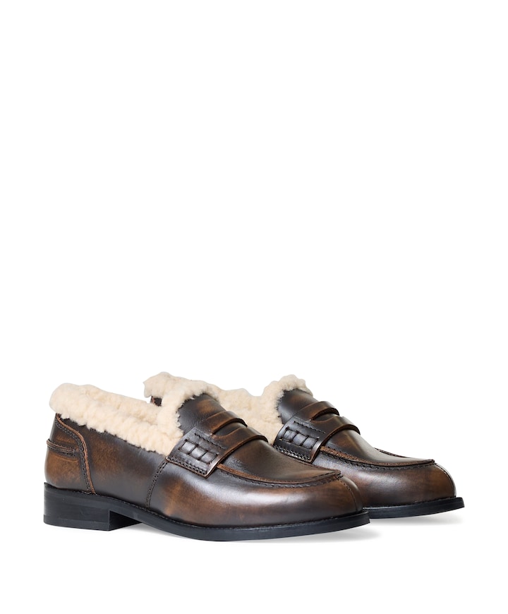 Penny Fur Loafer dames instappers bruin