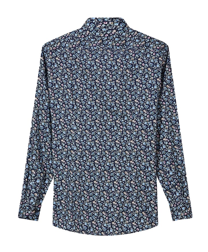 Heren overhemd lange mouw blauw