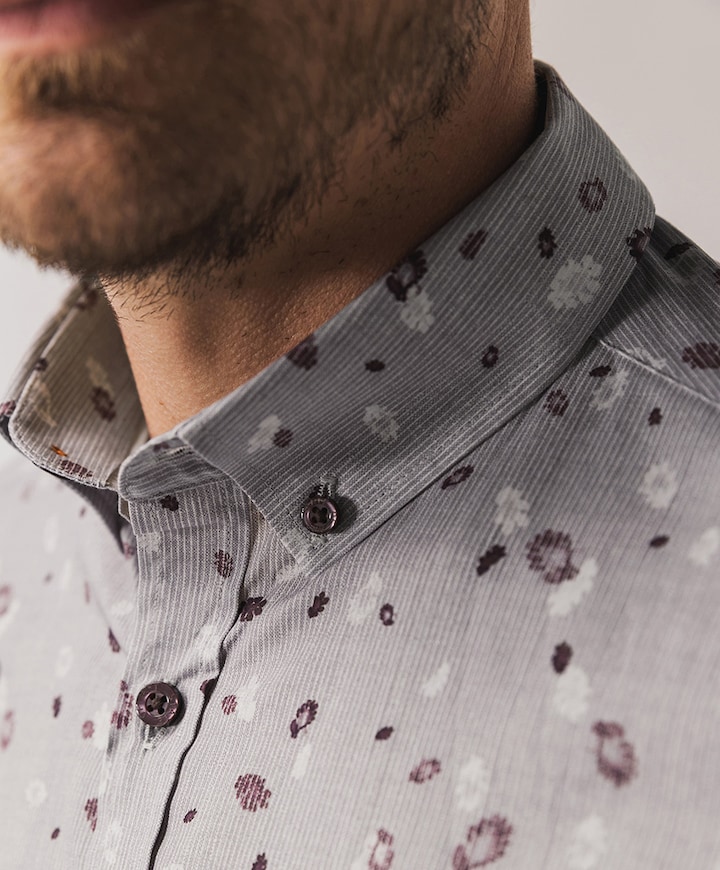 Heren overhemd lange mouw grijs