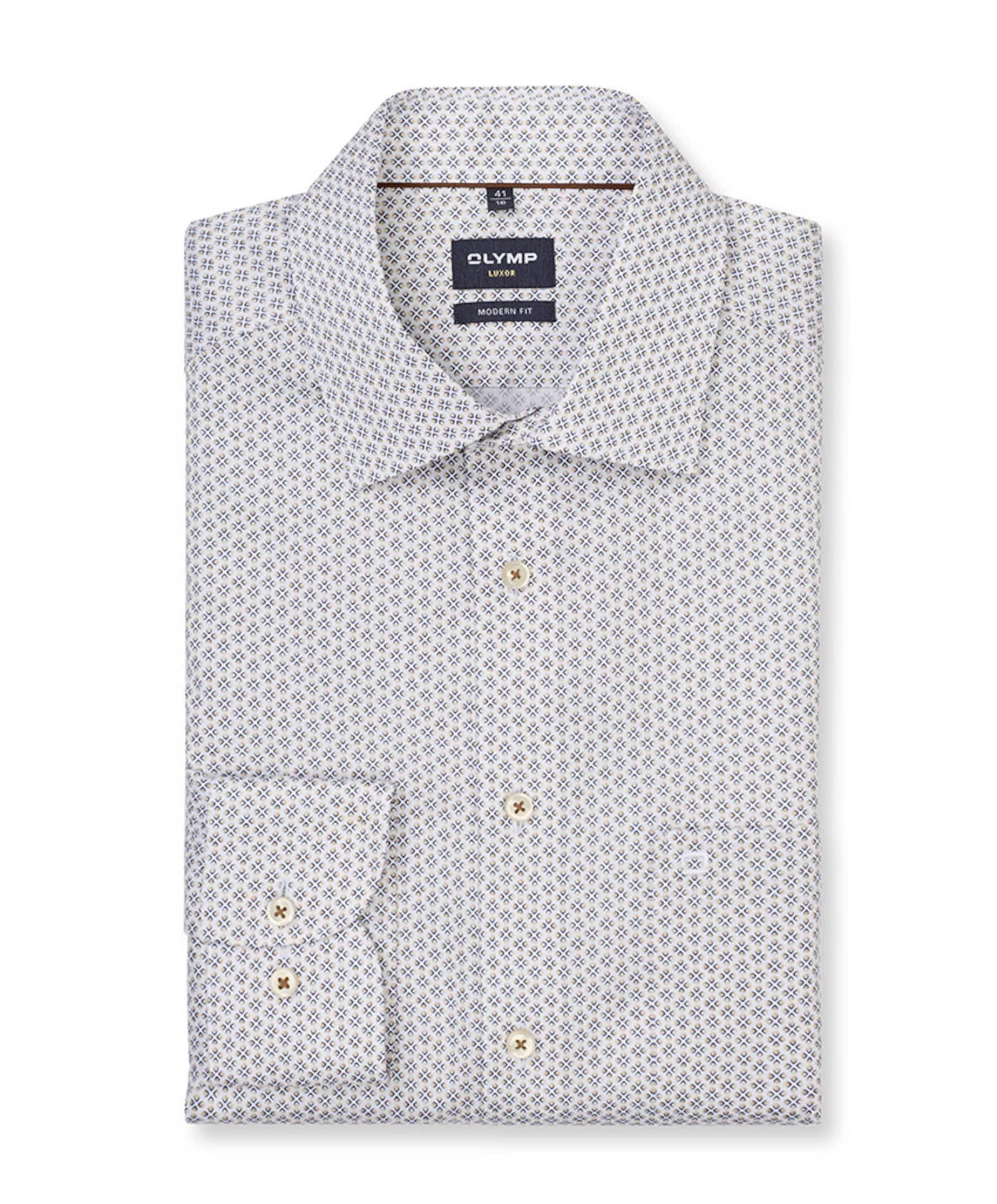 Heren overhemd lange mouw beige