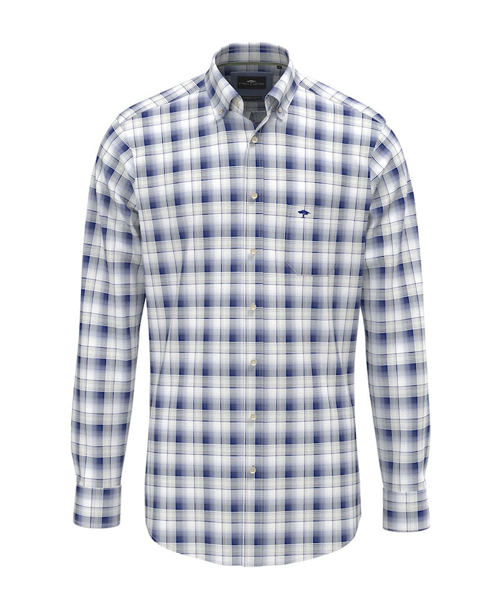 Heren overhemd lange mouw blauw